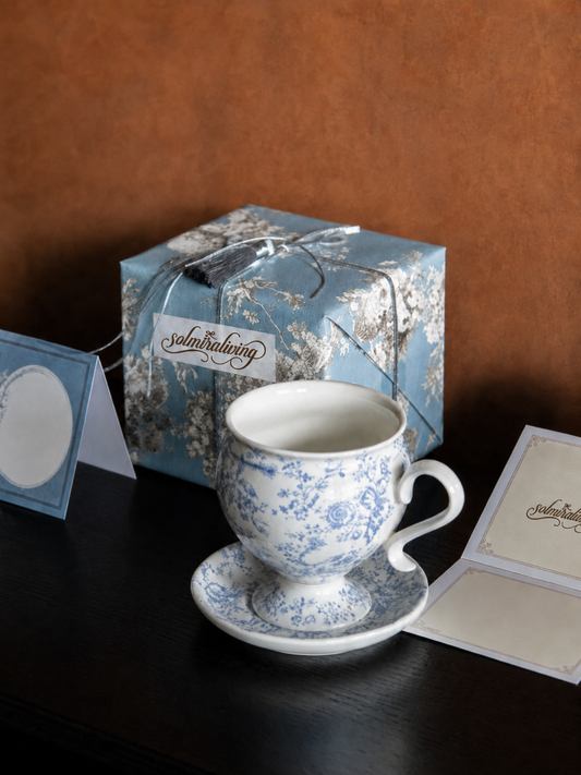 Vintage Blue Porcelain Mug Gift Set