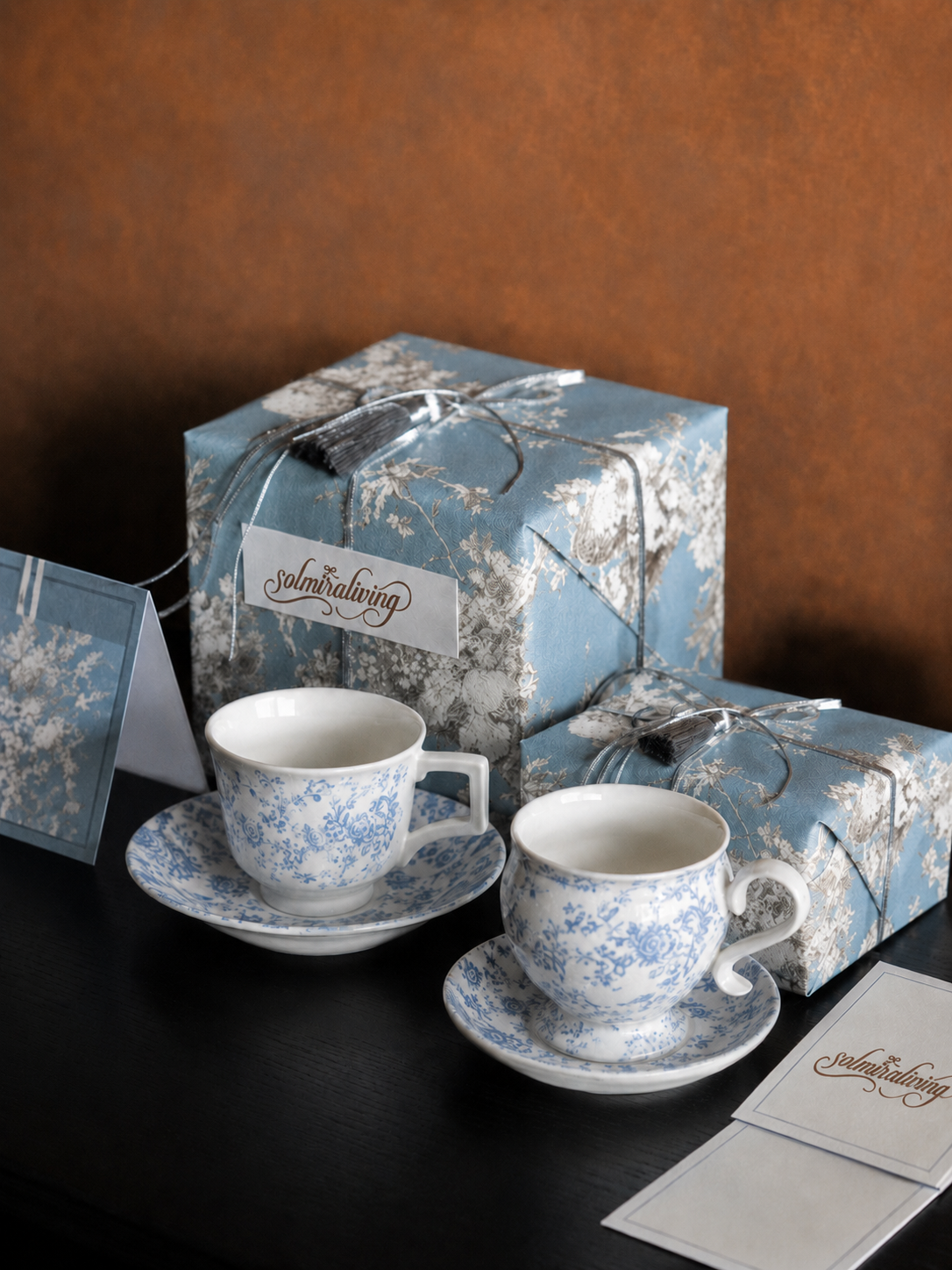 Vintage Blue Porcelain Mug Gift Set