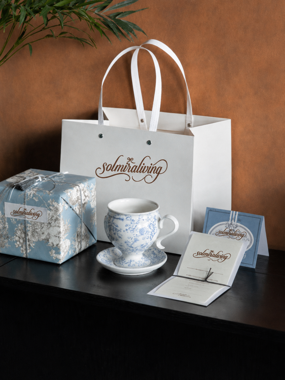 Vintage Blue Porcelain Mug Gift Set